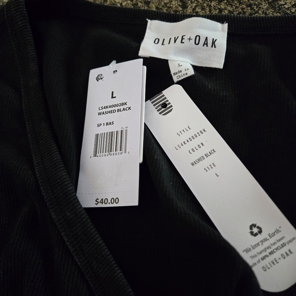 OLIVE + OAK Black Mineral Wash Crop Cardigan Snap Front Women’s L NWT - Picture 7 of 14